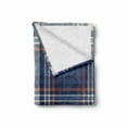 thumbnail image 2 of Checkered Soft Flannel Fleece Throw Blanket, Abstract Striped Design Scottish Culture Inspired Celtic Fashion, Cozy Plush for Indoor and Outdoor Use, 50" x 60", Night Blue Cinnamon, by Ambesonne, 2 of 6