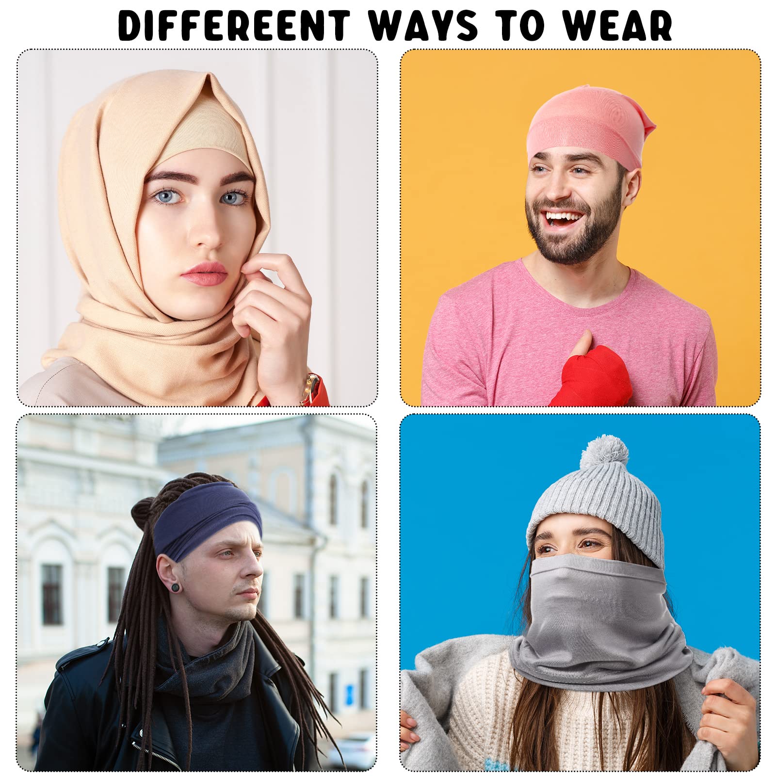 18pcs Inner Hijab Cap for Women, Islam Muslim Turban Under Scarf Undercap Soft Jersey Bonnet Tube Cap