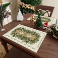 thumbnail image 3 of Watercolor Eucalyptus Leaves Snowflakes Christmas Winter Xmas Cloth Placemats Set of 4 Table Mats Table Decorations 12x18 Inch, 3 of 6
