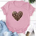 thumbnail image 4 of WREESH Graphic T-Shirts for Women Valentine's Day Heart Leopard Printed Tees for 2025 Summer Casual Pink, 4 of 5