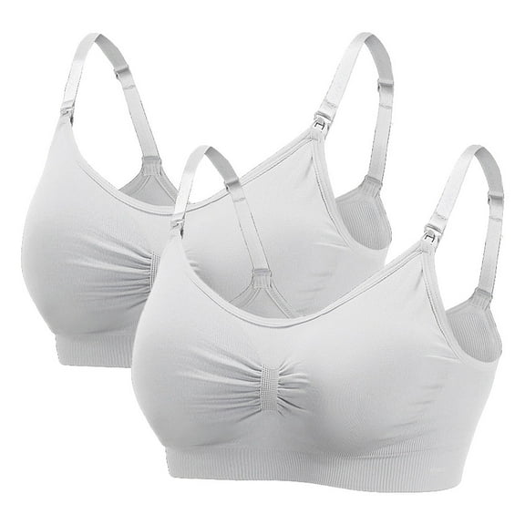 Lactation women's lactation bra seamless clip push-down pad pregnant women's bra 2-piece set - Snow Grey