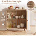 thumbnail image 4 of MELLCOM Buffet Cabinet, Kitchen Storage Cabinet, Sideboard Buffet Cabinet with Storage, with Rattan Decorated Doors and Solid Wood Feet, Natural, 4 of 8