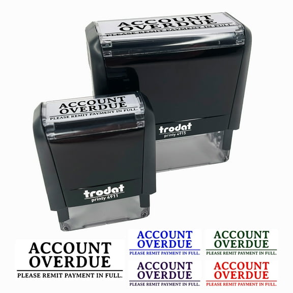 Account Overdue Payment Due Billing Self-Inking Rubber Stamp Ink Stamper for Business Office - Black Ink - Small 1-1/2 Inch