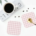 thumbnail image 5 of Pofeuu Pink Checkboard Print Leather Coasters Set of 6, Round Cups Mugs Mat Pad for Home Kitchen Heat Resistant Drink Coasters,Square, 5 of 7
