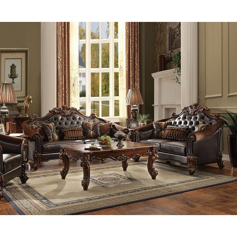 Acme Furniture Vendome 53130 Brown Cherry Victorian Sofa