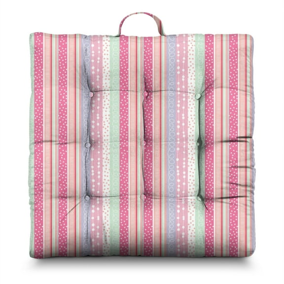 Plaid Floor Pillow 22x22 Inch Square Seat Cushion, Vintage Style, Soft Velvet for Yoga, Meditation & Hip Support