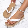 thumbnail image 3 of Rokment Beach Platform Flip Flops for Women 2026 Bohemian Woven Memory Foam Cushion Chunky Flat Dress Slip on Sandals Yoga Mat Comfortable Walking Thongs Slides Slippers White Size 6, 3 of 6