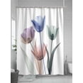 thumbnail image 5 of Simple Floral Shower Curtain, Blue Green Purple Flower Leaves Pattern Waterproof Shower Curtain Set with 12 Hooks Lightweight Washable Fabric Shower Curtains for Bathroom 48x72 Inches, 5 of 6