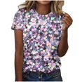 thumbnail image 2 of Fiudx Ofertas Del Día Tops con Estampado de Moda para Mujer, Blusa de Manga Corta, Camisetas Divertidas con Cuello Redondo, 2 of 4
