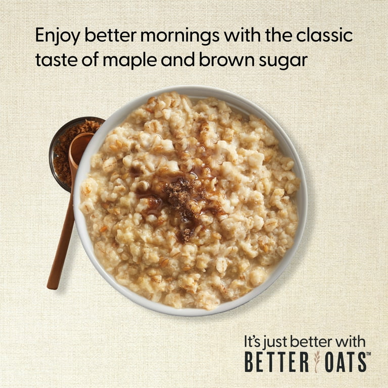 Better Oats Maple & Brown Sugar Steel Cut Instant Oatmeal with Flax Seeds, 10 Packets, 15.1 oz Pack