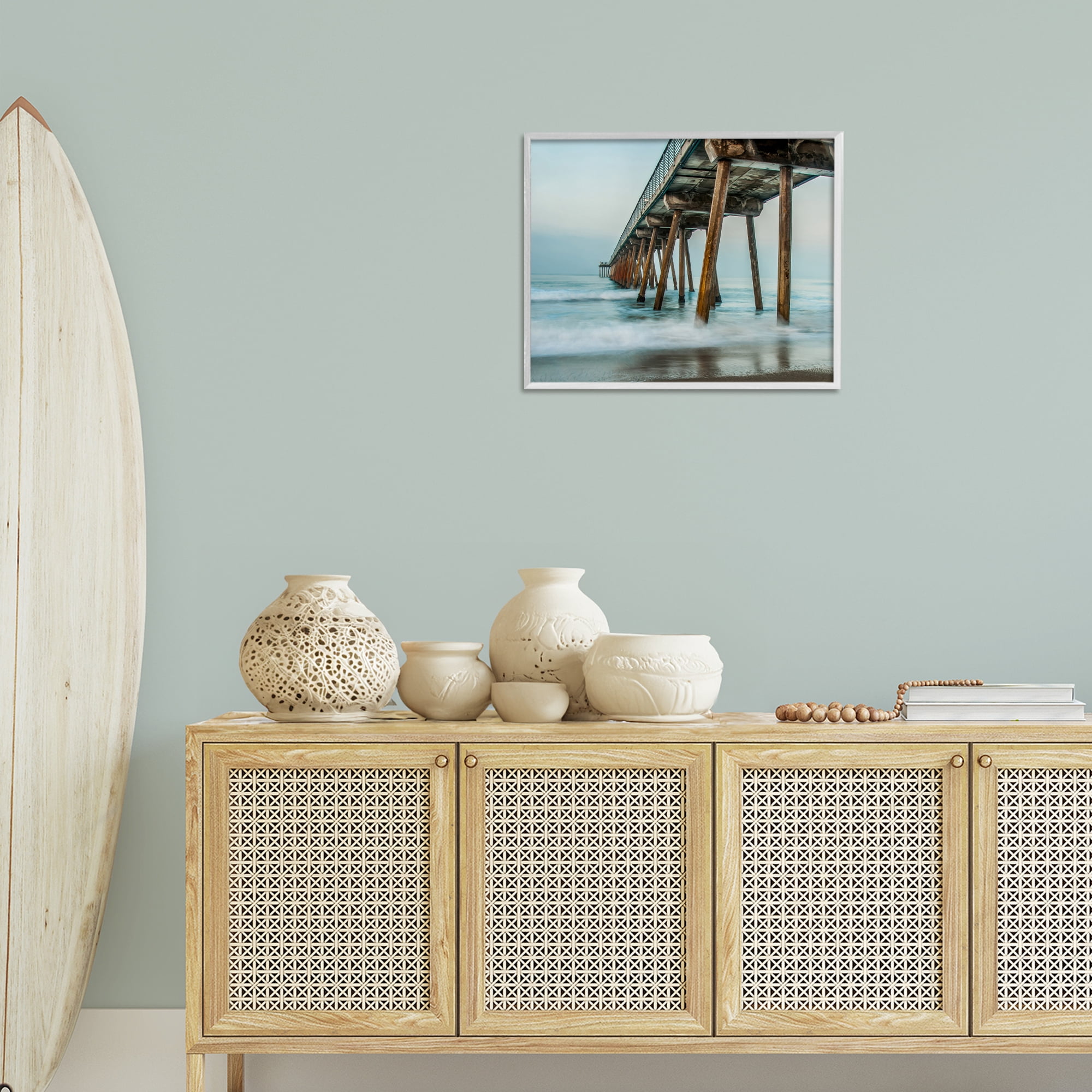 Stupell Industries Summer Dock Splashes Landscape Photography White Framed Art Print Wall Art, 20 x 16