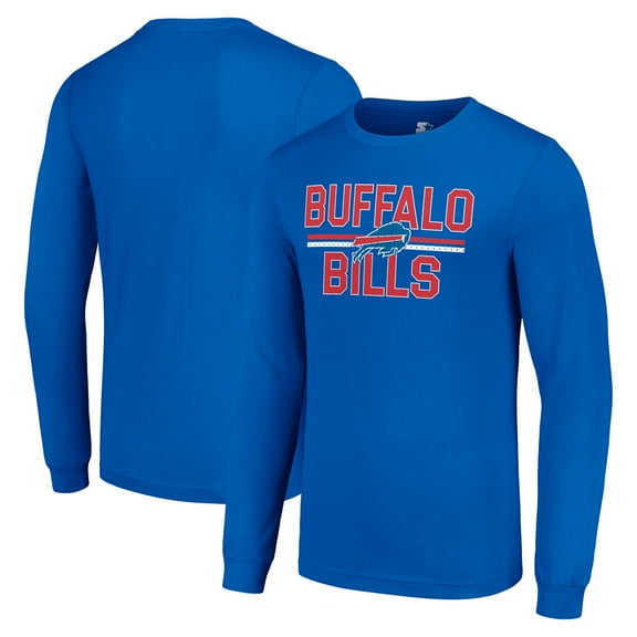 Men's Starter Royal Buffalo Bills Team Mesh Print Graphic Long Sleeve T-Shirt