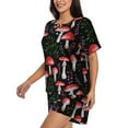 thumbnail image 2 of Wukai Red Mushrooms Women's Pajama Set,Short-Sleeve Top and Shorts with Elastic Waistband and Pockets for Loungewear, Yoga, and Casual Wear-Large, 2 of 8