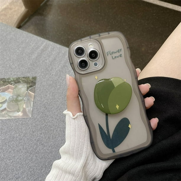 Wave Flower Stand Shockproof Phone Case For IPhone 14 Pro Max/13 Pro/12/11/Xs Max/Xr/X/7 Plus