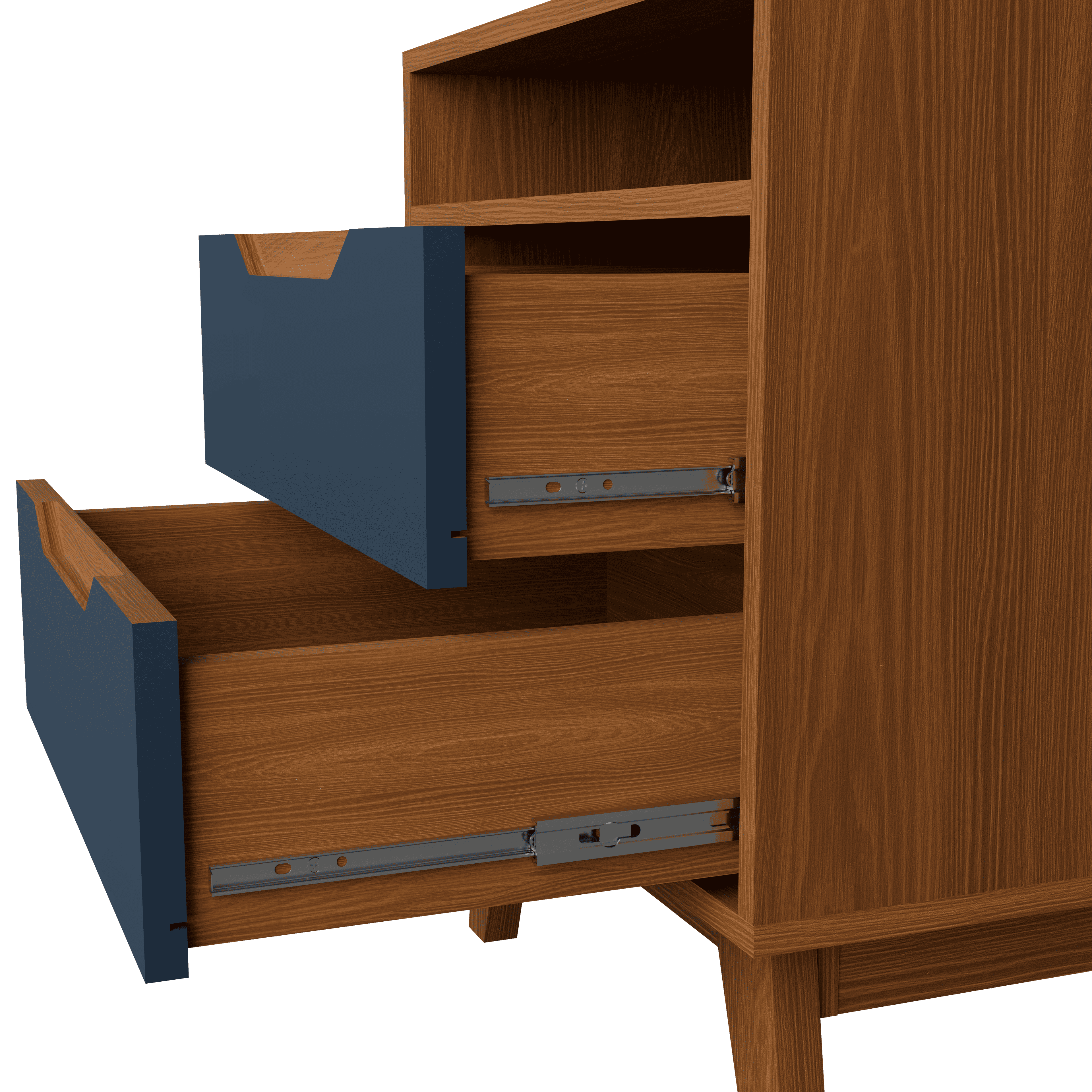 Kappesberg Paris 2-Drawer Nightstand with Open Shelf and Built-in Handles - Golden Oak/Blue - for Adults and Teens