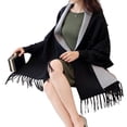 thumbnail image 1 of Guardurnaity Invierno mujer fibra acrílica chal niñas senderismo pañuelo diseño Simple fiesta banquete capa mujer Poncho ropa accesorio Abrigos y chamarras Gris oscuro Guardurnaity AP013278-07, 1 of 6