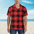 thumbnail image 4 of Goofa Buffalo Plaid Red Black Hawaiian Shirt for Men, Unisex Summer Beach Casual Short Sleeve Button Down Shirts,Aloha Tropical Floral print shirt-, 4 of 9