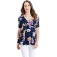 thumbnail image 1 of LaClef Women's Floral and Polka Dot Pleated Peplum V Neck Maternity Top, 1 of 6