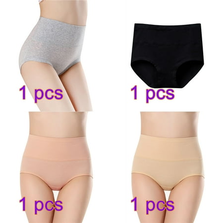 

1pcs Women Underwear High Waist Cotton Panties Girl Pregnant Ladies Elastic Solid Color Briefs Mixed color L