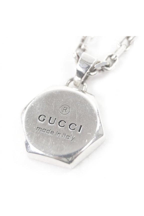 Pre-Owned GUCCI 779175 Trademark Engraved AG925 Octagon Chain Necklace, Silver, with Box and...