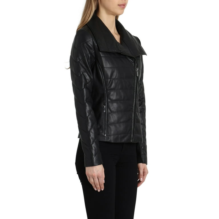Badgley mischka quilted leather biker jacket store