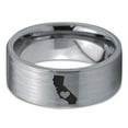 thumbnail image 2 of Tungsten California The Golden State Heart Band Ring 8mm Men Women Comfort Fit Gray Flat Cut Brushed Polished, 2 of 4