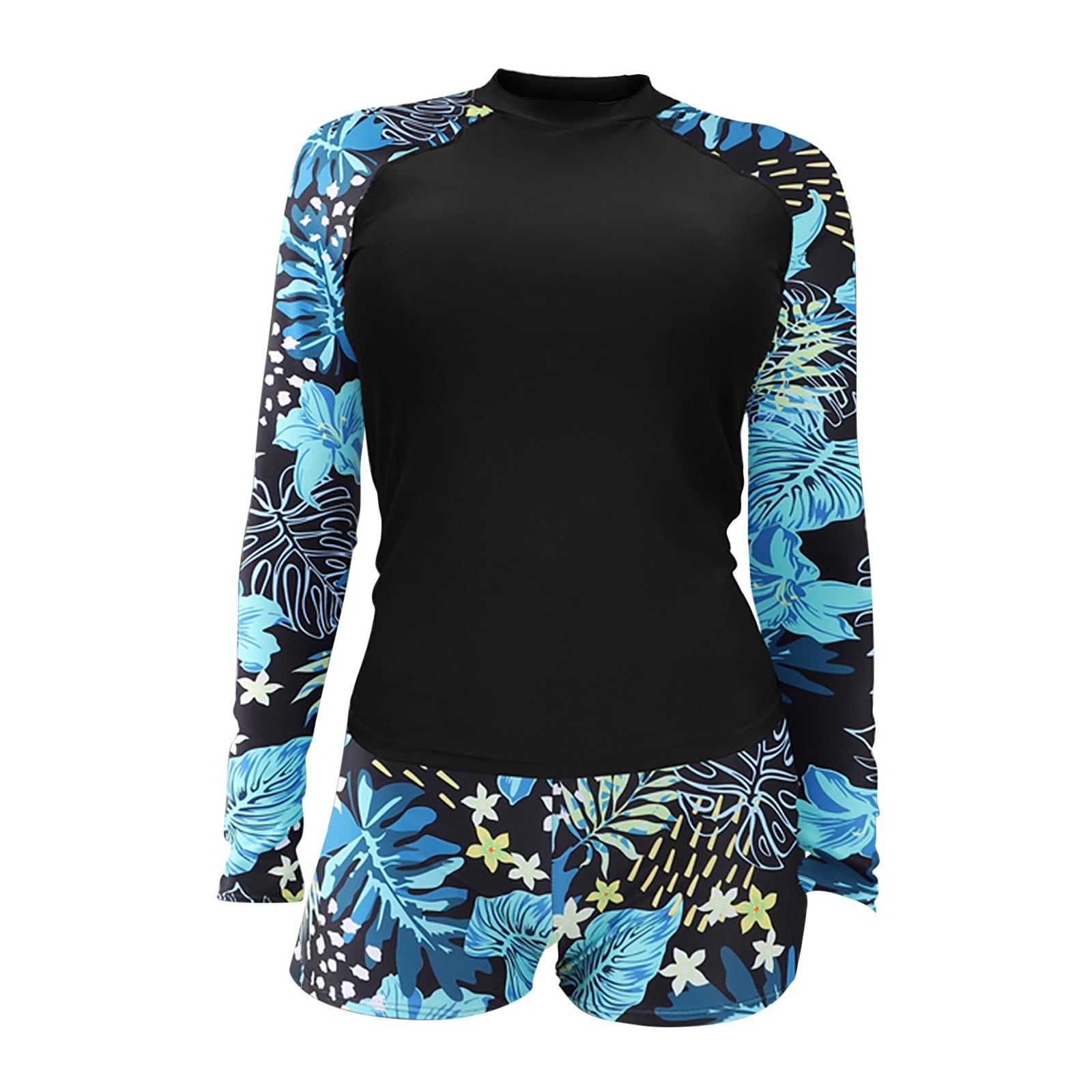 2DXuixsh Women's Board Shorts Swimwear Set Long Sleeve Split Swimsuit ...