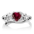 thumbnail image 2 of Gem Stone King 925 Sterling Silver Heart Shape Red Created Ruby and Black Diamond MOM Ring for Women (0.97 Cttw, Available in Size 5, 6, 7, 8, 9), 2 of 4