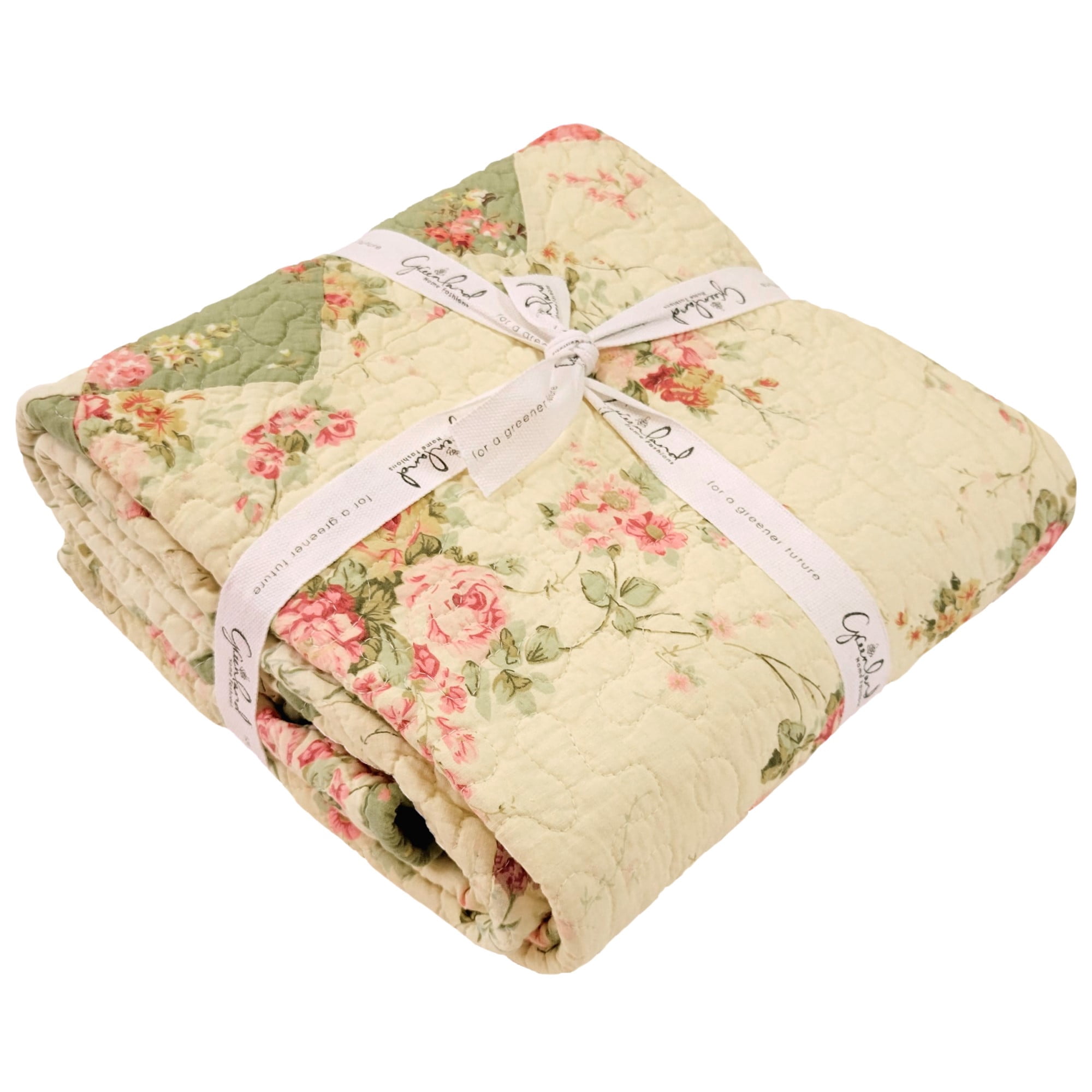 Global Trends Bloomfield Vintage Style 100% Cotton Patchwork Throw Blanket for Adults and Kids, 50x60 Inches