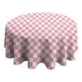 thumbnail image 4 of Pink and White Checkerboard Pattern Round Tablecloth 60"x60",Wrinkle Wipeable Table Cloth for Kitchen Dining Room Picnic Patio Party, 4 of 6