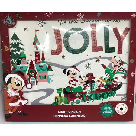 Disney Parks Holiday Mickey and Friends Christmas Train Light Up Sign New Box