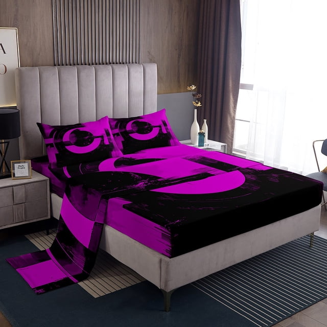 Erosebridal Green Abstract Full Sheet Sets, Chic Minimalism Bedding Full Size, Circle Decor 4-Piece