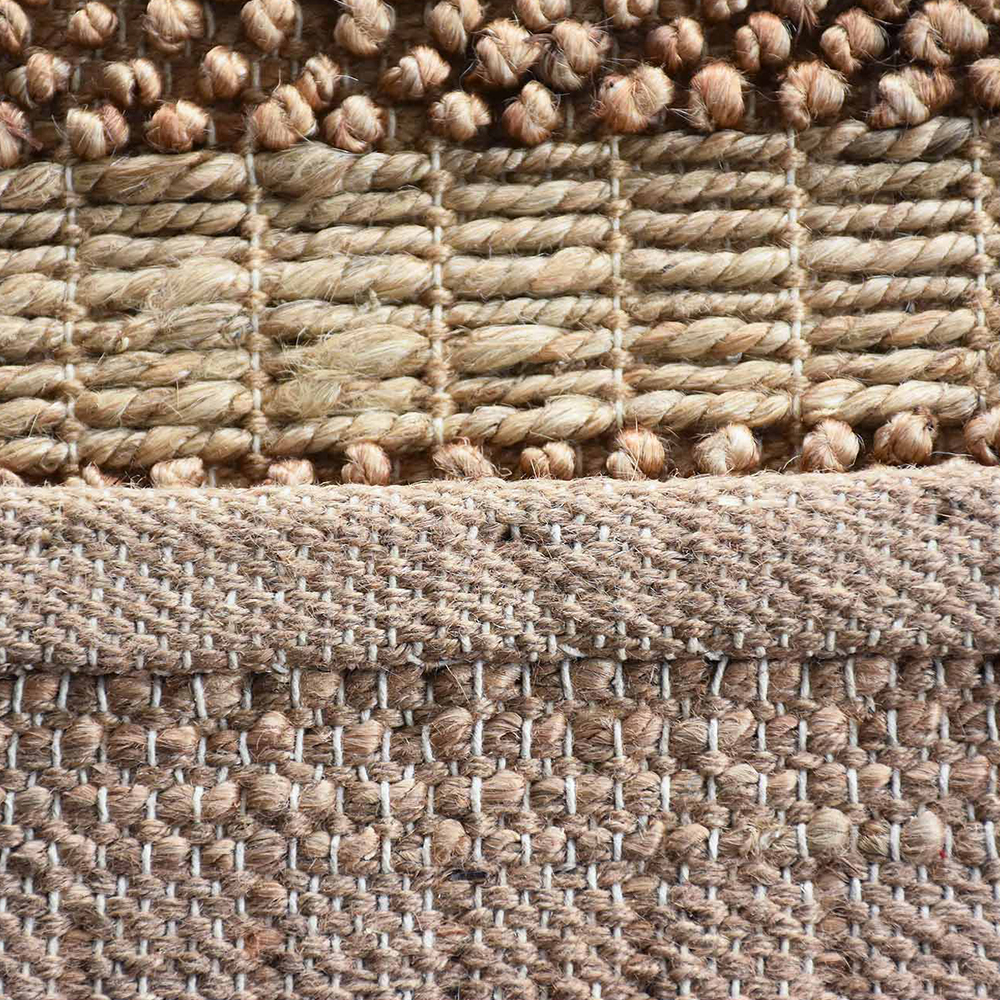 Hand Woven Jute Eco-Friendly Area Rugs - 6'X9', Rectangle Shape, Light Brown Color, Contemporary Pattern, High Pile, Natural Fiber, Outdoor Indoor Handmade Area Rugs For Living Room (J00095)