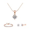 thumbnail image 2 of Paris Jewelry Women's 10k Rose Gold 7Ct Round White Sapphire Necklace, Earrings & Bracelet Set Plated, 2 of 7