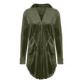thumbnail image 4 of Lovskoo 2024 Womens Velvet Dress V-Neck Long Sleeve Oversized Mini Party Cocktail Boyfriend Dress Olive Green, 4 of 6
