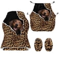 thumbnail image 3 of FUIALDOLG Brown Leopard Dachshund Dog Gaming Chair Covers Set of 4,Elastic Breathable Office Chair Cover with Armrest Esport Seats Protector Washable Non-slip Desk Chairs Slipcover for Home,Office, 3 of 9