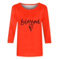 thumbnail image 5 of Penkiiy Women's Valentine's Day Fashion Printed T-shirt 3/4 Sleeves Blouse Round Neck Casual Tops L Orange, 5 of 5
