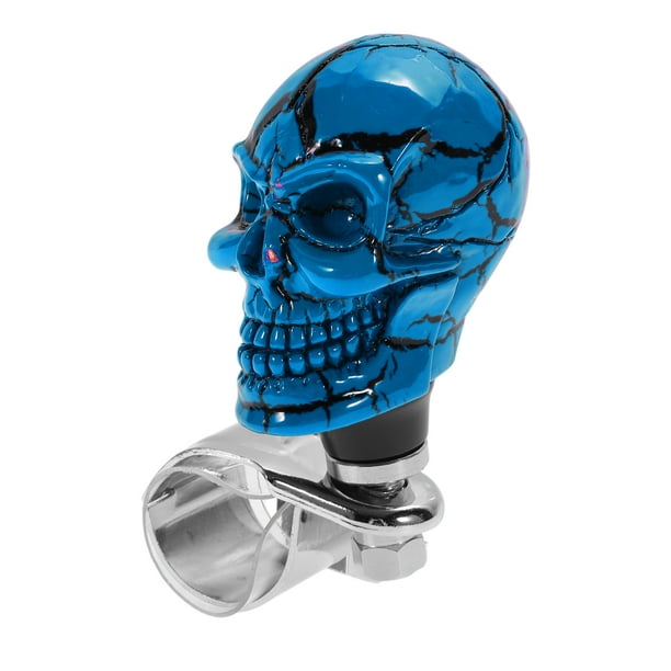 Perilla del volante de coche de 30.5mm Calavera pequeña Rotador de volante para SUV Camiones Pickup Semirremolques Furgonetas Barcos Azul 1 Pc