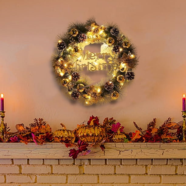 Xihbxyly Corona Navideña con Campanas Doradas, Diseño Artesanal de Aguja, Decoración Festiva Colgante, Ideal para Fiestas, Ideal para Exhibiciones Navideñas. Disponible En 33 X 33 Cm, 38 X 38 Cm y 50