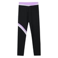 thumbnail image 5 of Xnihocha Kids Girls Ice Skating Training Pants Color Block Skinny Gymnastic Yoga Workout Legging Light Purple 16, 5 of 6