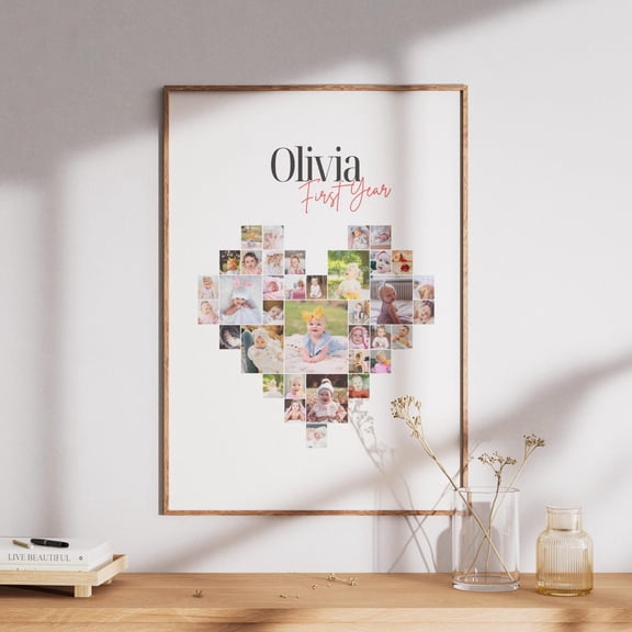 Baby'S First Year Photo Collage, Milestone Poster File Or Poster, Unframed Poster Size 8x12