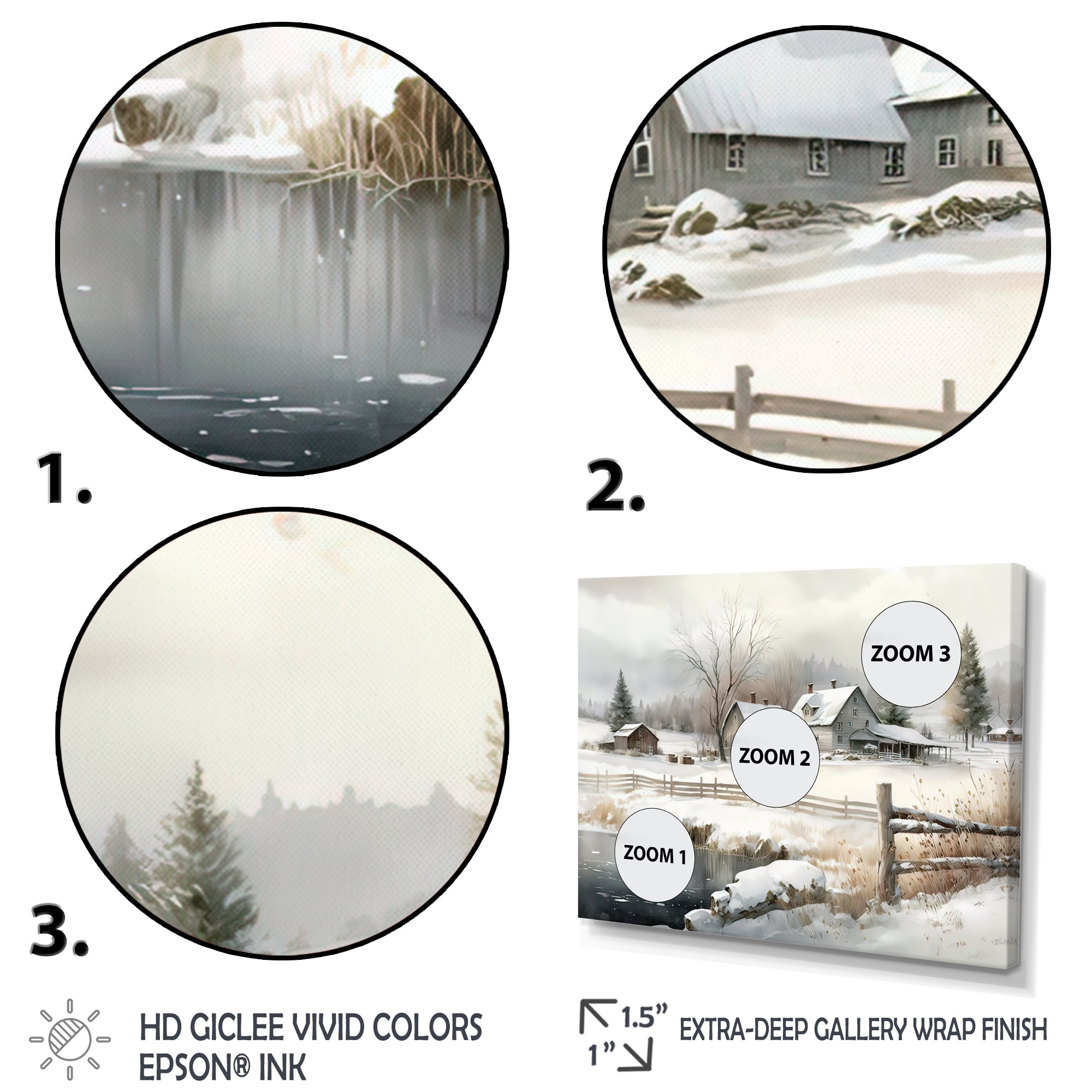 Designart Indiana Farm In Winter Canvas Wall Art
