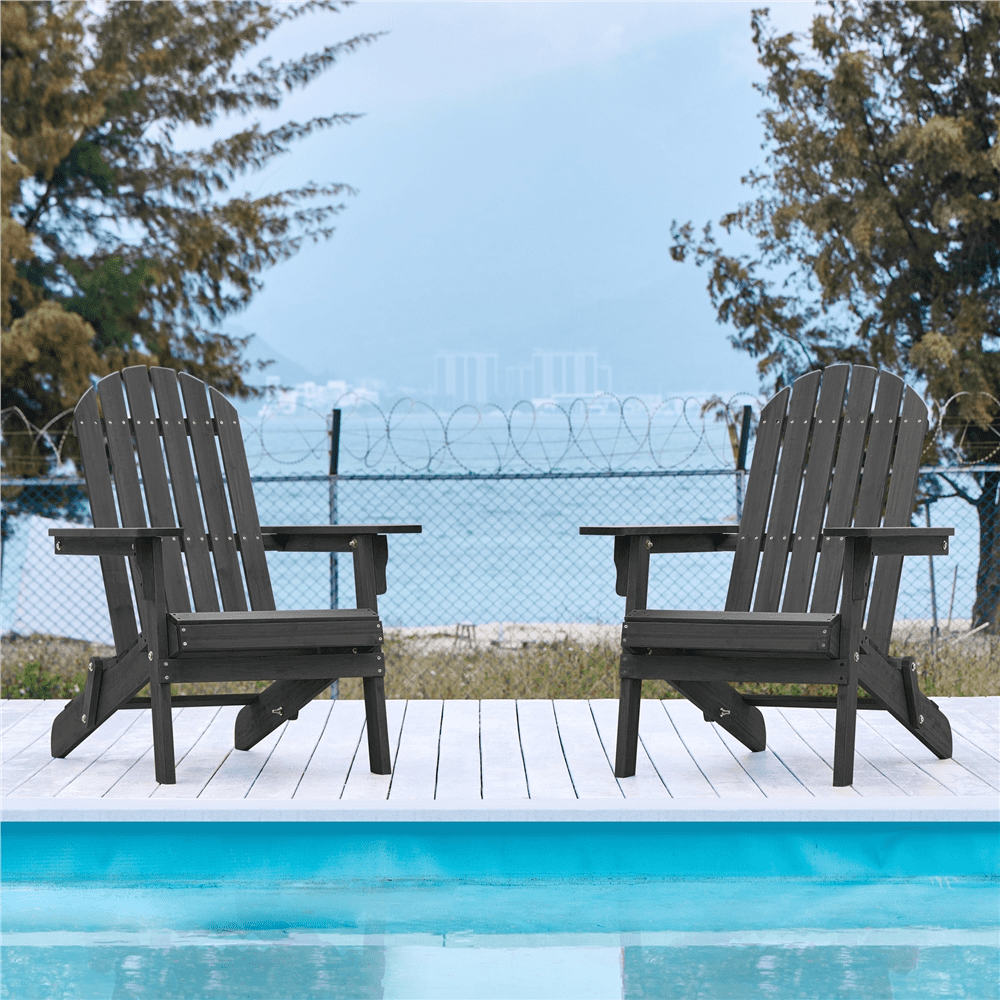 Smile Mart Fir, Metal Adirondack Chairs, Black