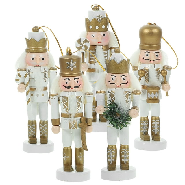 5pcs Nutcracker Hanging Decoration Xmas Tree Nutcracker Soldier Ornament Wood Nutcracker Craft