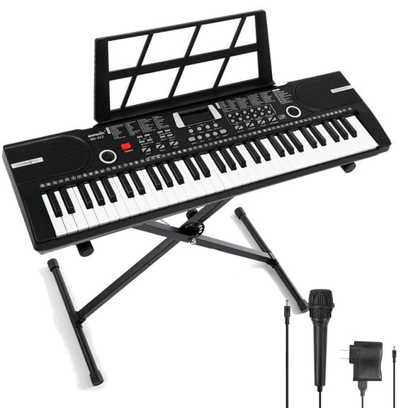 61 Keys Digital Keyboard Piano Electronic Keyboard Musical Instrument Built-In Speaker with Stand Microphone & Music Stand Xmas Gift for Children, Boys, Girls