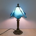 thumbnail image 5 of Stained Glass Table Lamp(7.87*14.17 in) Traditional Handicrafts Art Style Desk Lamp Gorgeous Reading Table Lamp For Bedrooms, Bedside, Living Room, Home Office, Gift For Mother.Sky Blue, 5 of 9