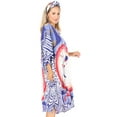 thumbnail image 3 of Sakkas Trina Women's Casual Loose Beach Poncho Caftan Dress Cover-up Many Print - KAF1009-Blue - One Size, 3 of 5
