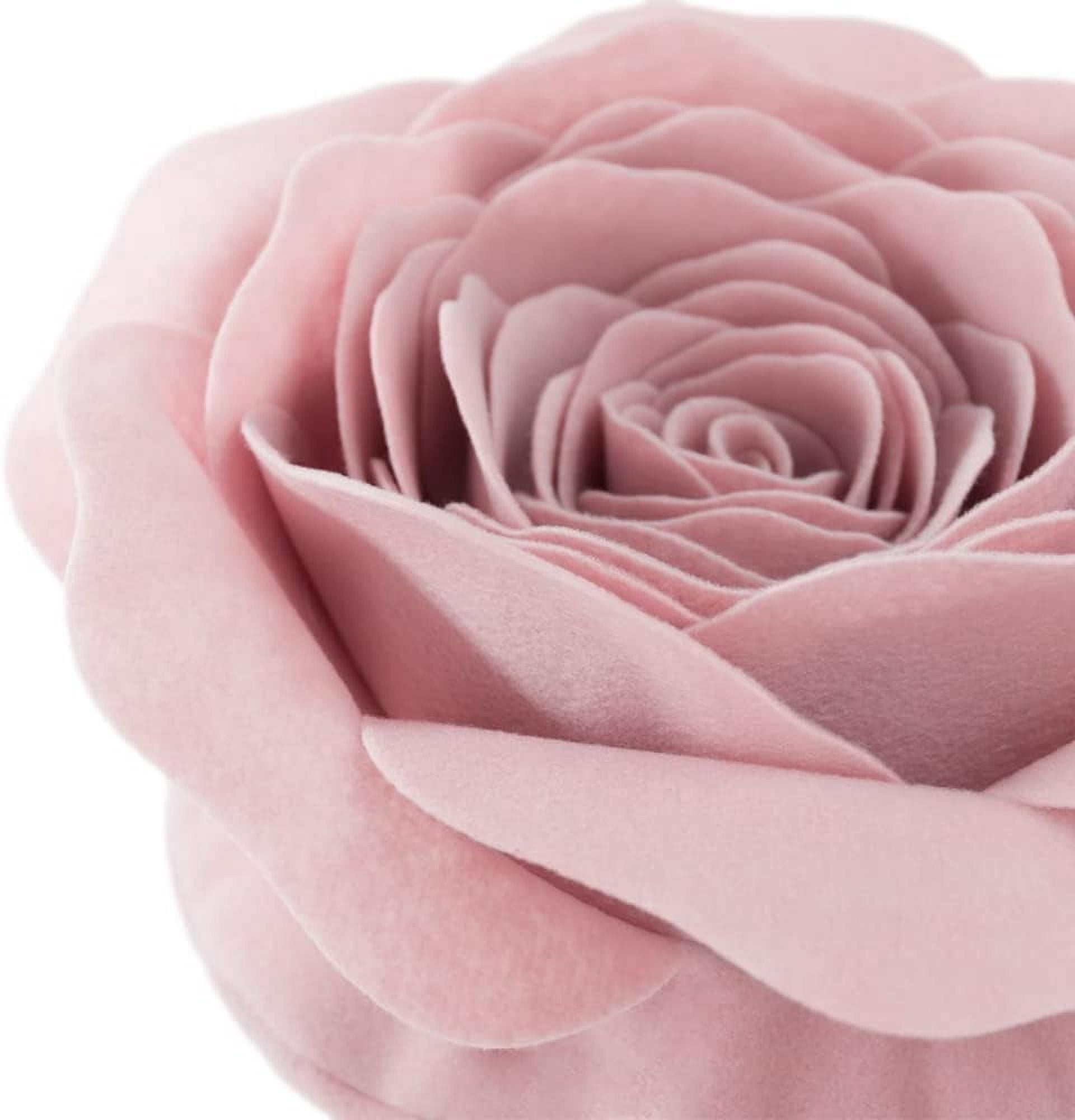 JWH 3D Round Decorative Handmade Valentine Day Flower Throw Pillows for Couch Bed Living Room Chair Bedroom 14 Inch Pink