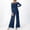 Blue, variant on Jumpsuits for Women Dressy 2026 Fashion Off Shoulder Lace Trim Wide Leg Long Sleeve Pants Rompers Summer Casual Stretchy Comfy Overalls