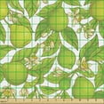 thumbnail image 2 of Ambesonne Forest Fabric by the Yard Upholstery, Bergamot Fruit and Flowers, 2 Yards, Lime Green and Cream, 2 of 5